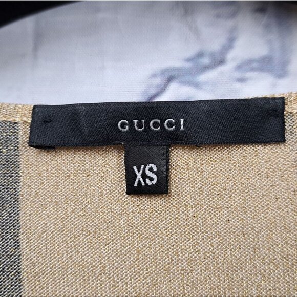 Gucci by Tom Ford Runway Gold Metallic Lurex Knit Long Sleeve Top Y2K  2000 XS - Picture 4 of 15